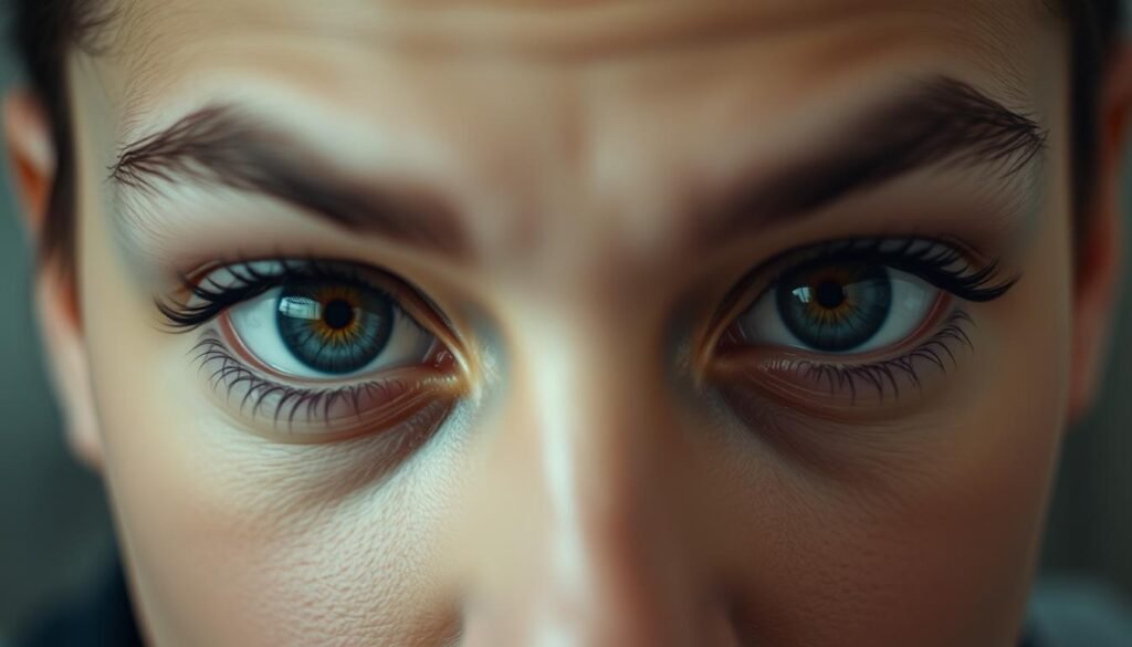 A pair of eyes, gazing intently, capturing the essence of a first encounter. Soft, diffused lighting illuminates the features, subtly highlighting the spark of curiosity and the weight of unspoken judgments. The background, a blur of abstract shapes and muted colors, creates a sense of depth and focus, drawing the viewer's attention to the penetrating stare. Subtle shifts in angle and perspective convey the complex emotions and split-second decisions that shape our initial impressions of others. This image aims to encapsulate the profound impact of those fleeting moments when we size up a new acquaintance, our minds racing to uncover the hidden depths beneath the surface.