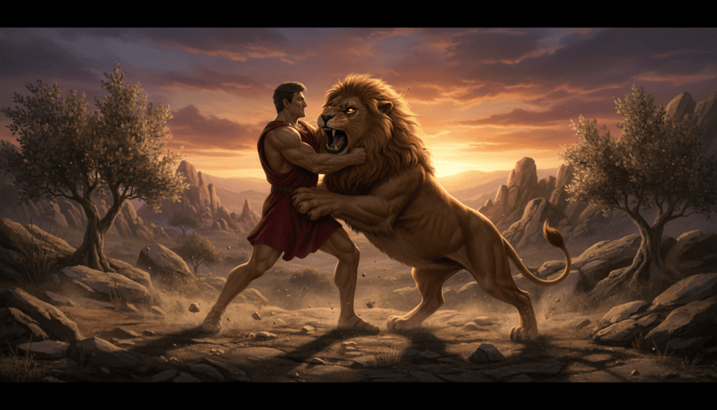 Hercules fighting the Nemean Lion