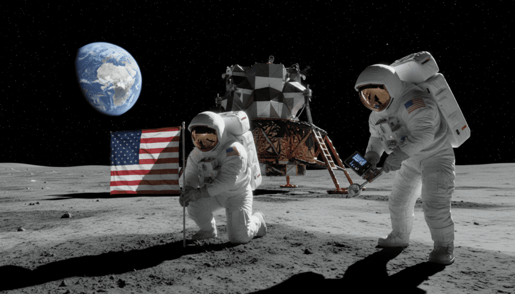 Apollo 11 mission crew on lunar surface