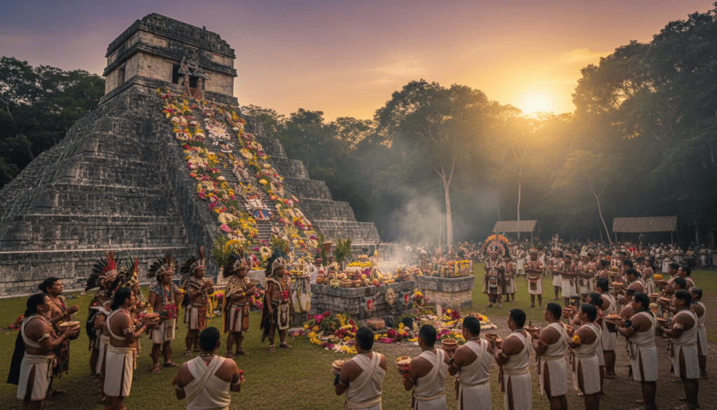 Maya temple religious ceremony